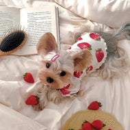 Strawberry Print Pajamas, White