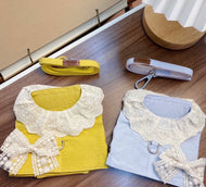 Lace Ribbon Harness +Leash Set, Mustard Yellow