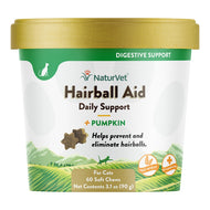 NaturVet CAT Hairball Help with Psyllium Husk and Pumpkin Chews - Salmon and Bacon Flavor- 60 COUNT