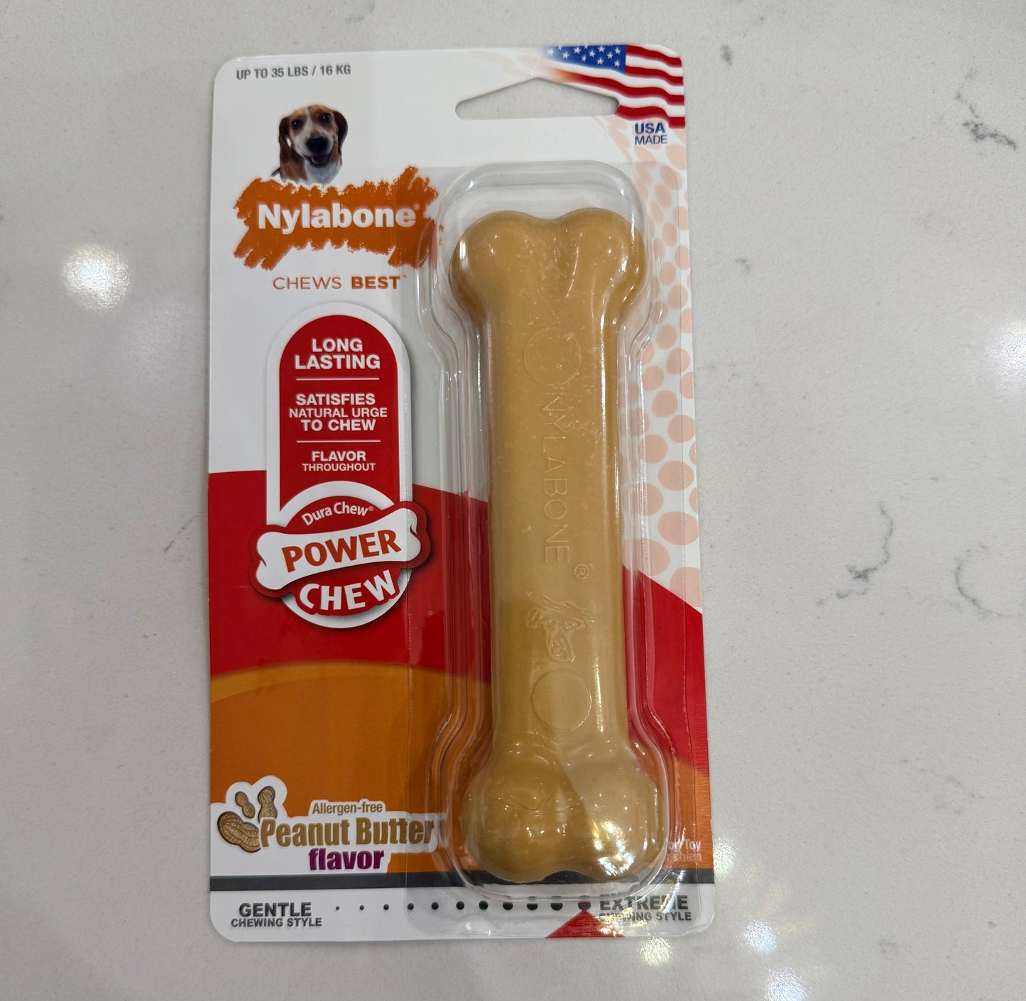 Nylabone Extreme Dura Chew Power Chew Allergen-free Peanut Butter Flavor, Medium