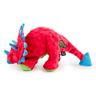 GoDog Dino Triceratops w/Chew Guard Plush Dog Toy Red Large
