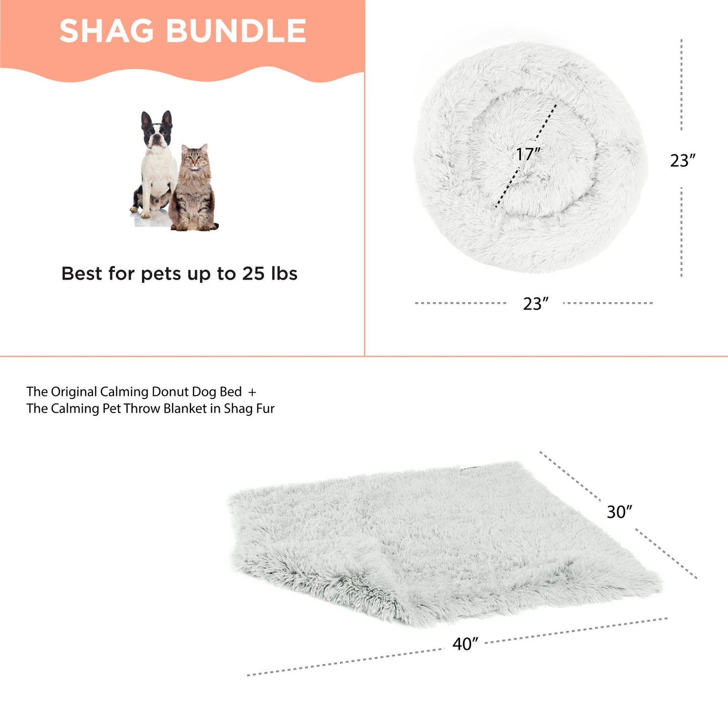 Donut Shag Bundle Bed and Blanket Frost 23"x23"