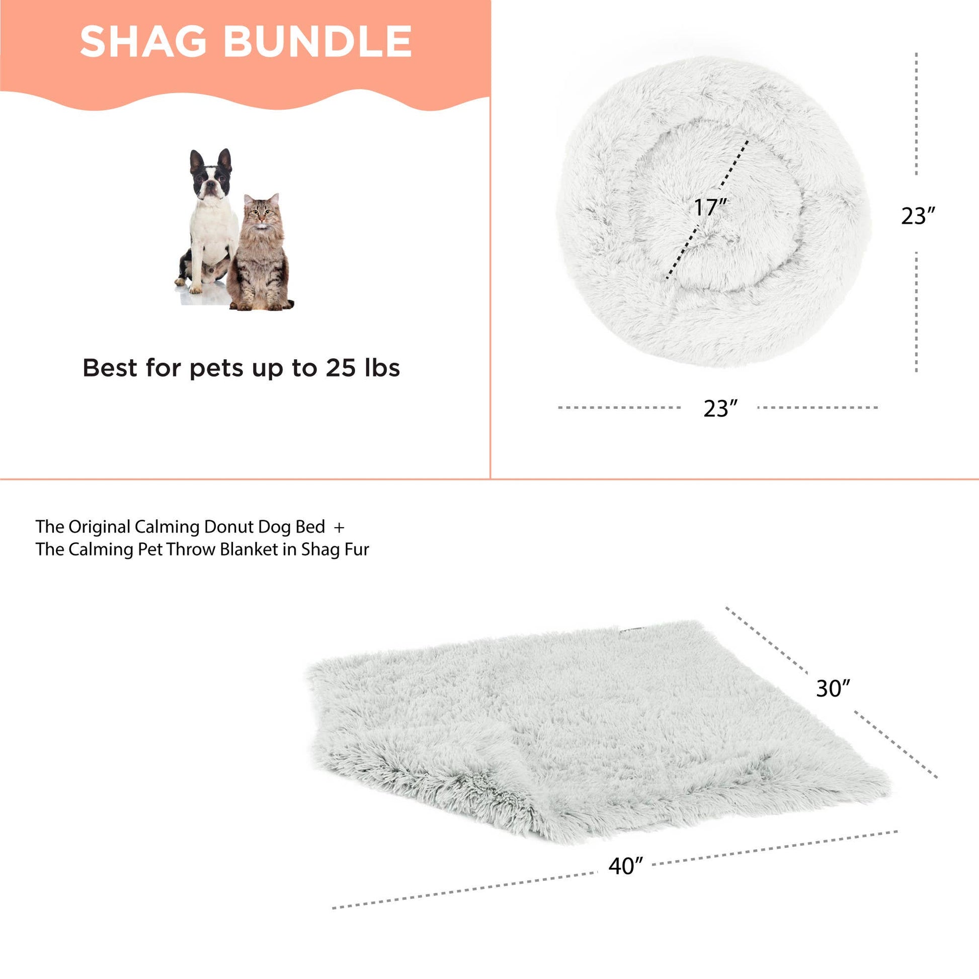 Donut Shag Bundle Bed and Blanket Frost 23"x23"