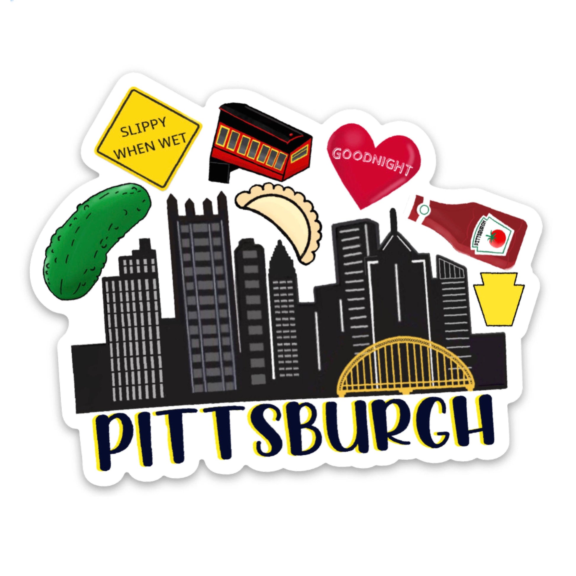 Waterproof Vinyl Pittsburgh Icons Skyline Magnet