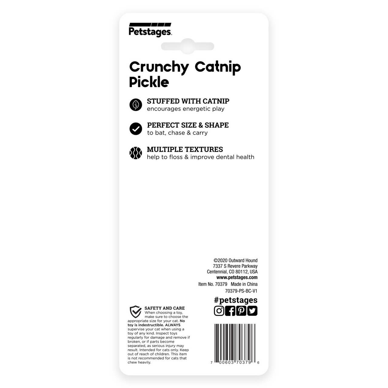 Catstages Crunchy Pickle Kicker Cat Toy Green