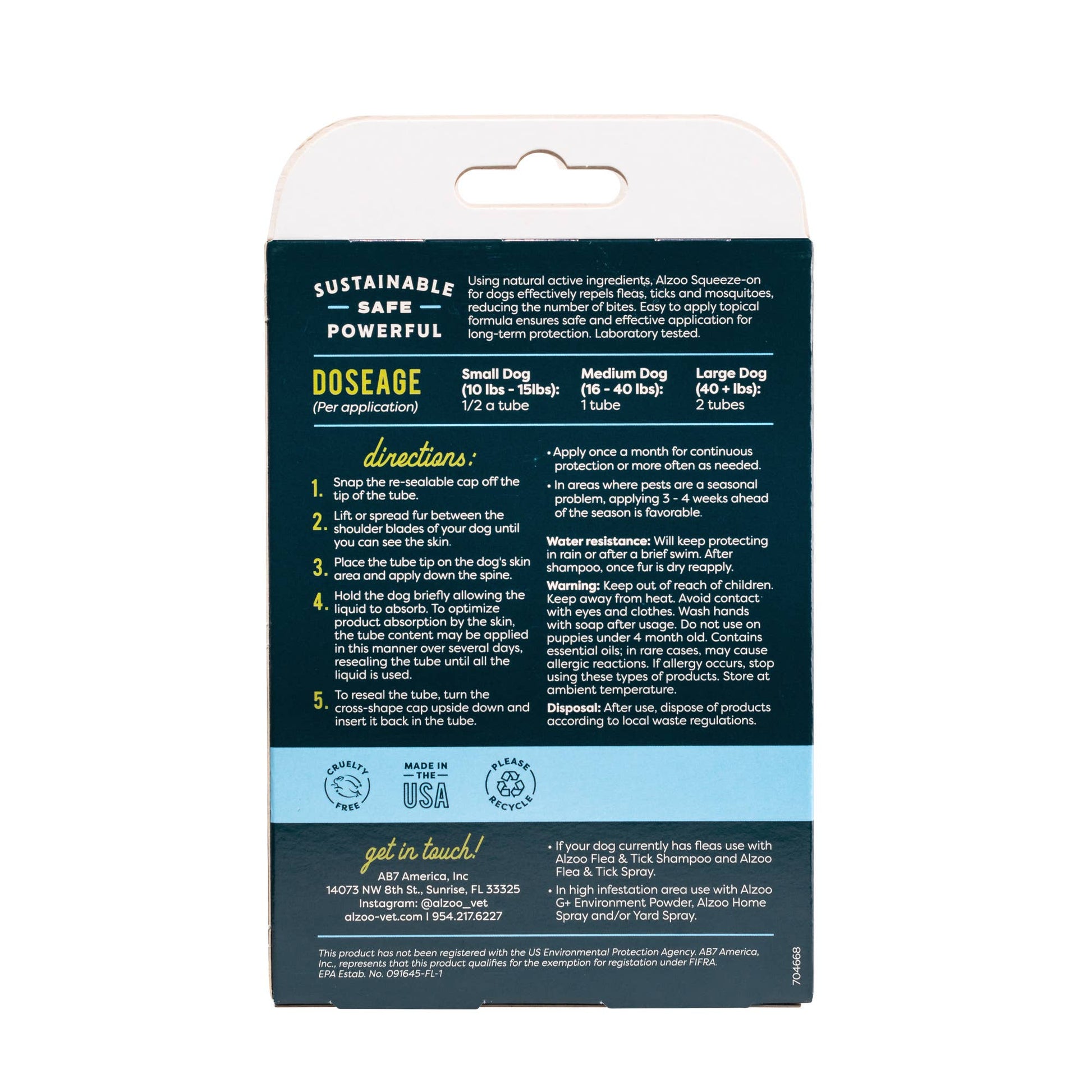 ALZOO Plant-Based Flea & Tick Repellent Squeeze-On for Dogs