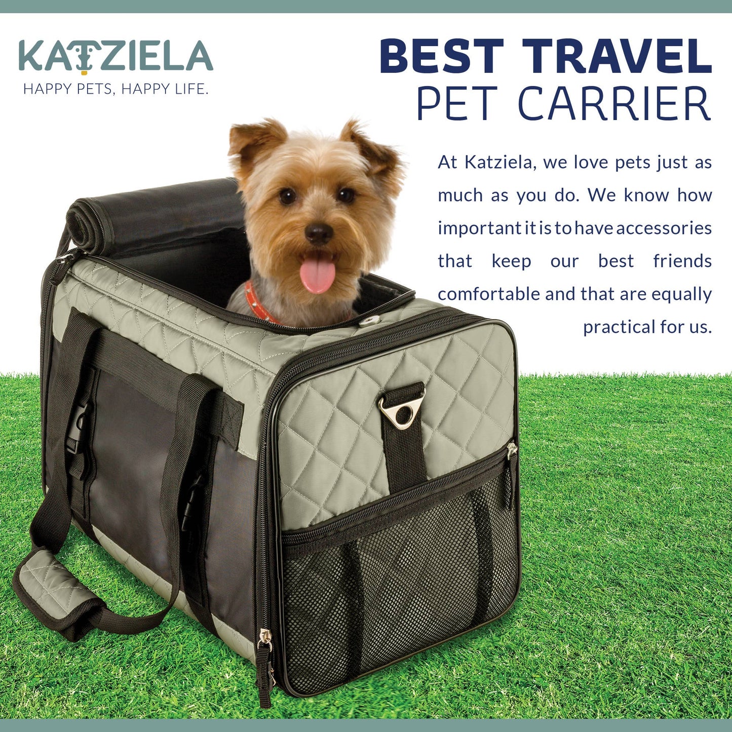 Airline Approved Quilited Companion Cat & Dog Carrier Gray