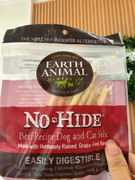 Earth Animal No-Hide Stix Long Lasting Natural Rawhide Alternative Beef Recipe Chew Dog & Cat Treat Sticks, 10 count