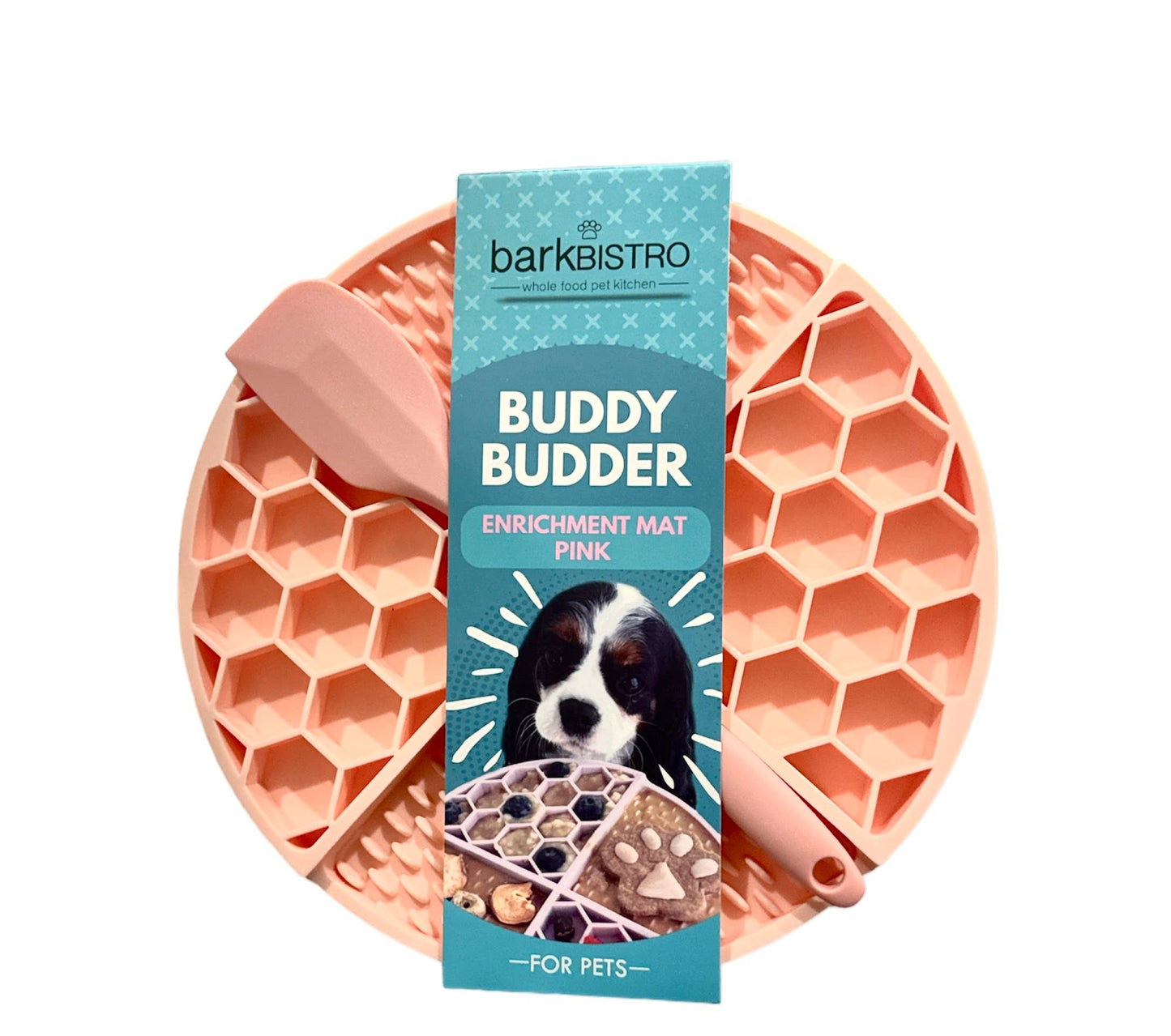 Bark Bistro - Turquoise  +  Pink Lickmats + Spatula. 1ct