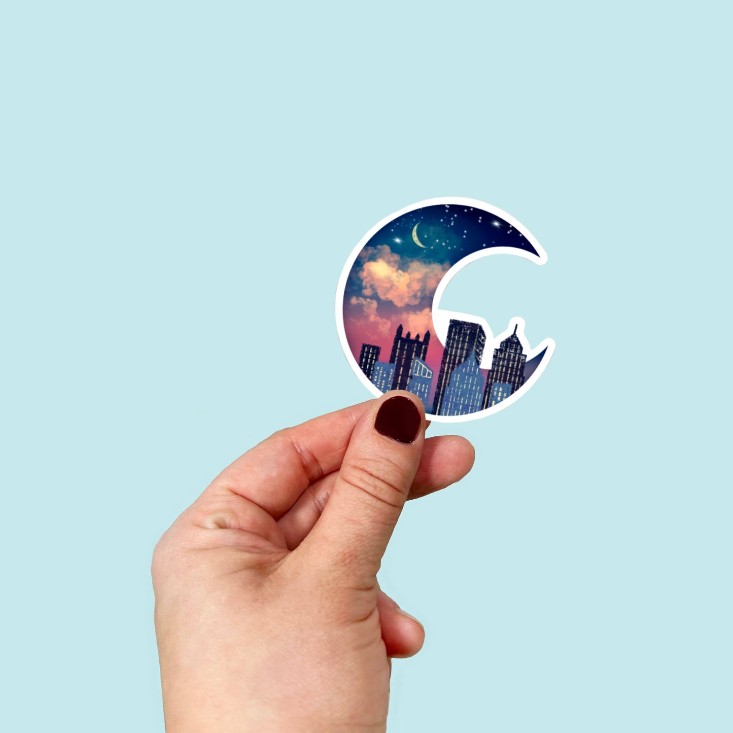 Waterproof Vinyl Dreamy Moon Pittsburgh Skyline Magnet