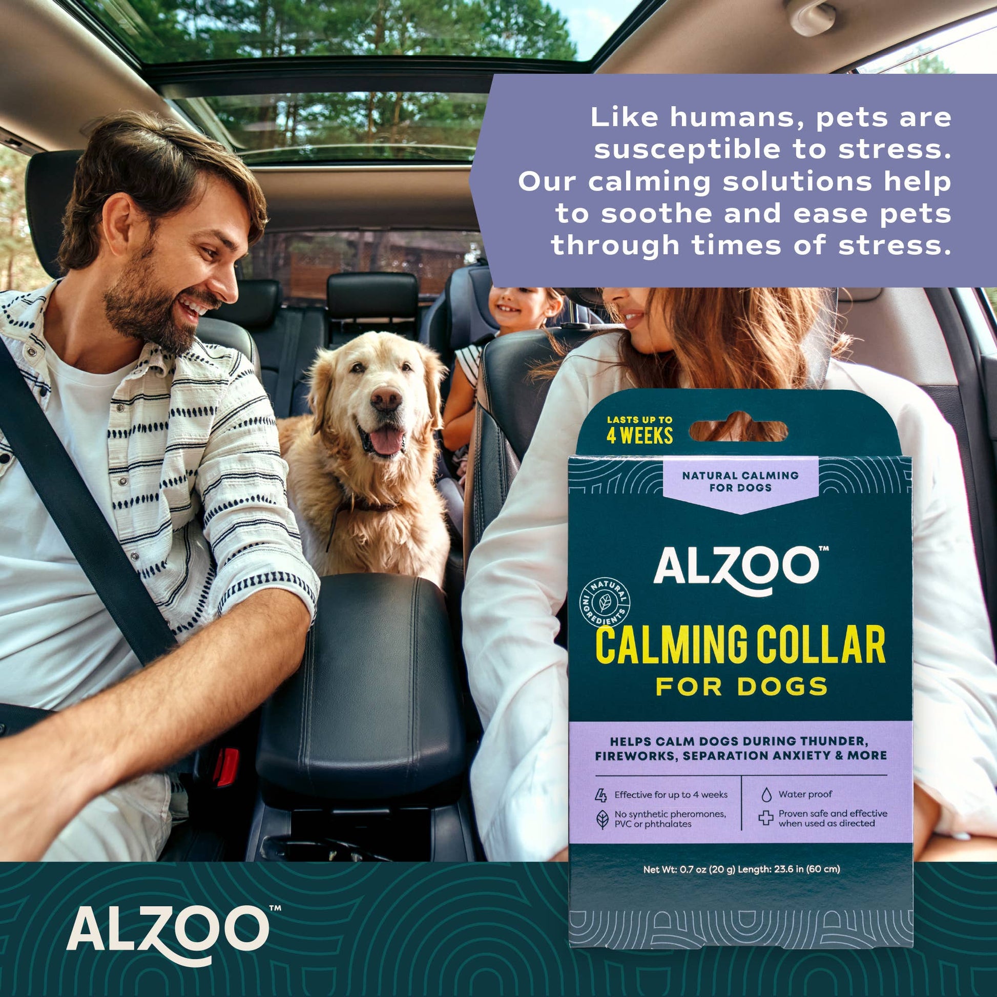 ALZOO Plant-Based Calming Collar for Dogs, 30days