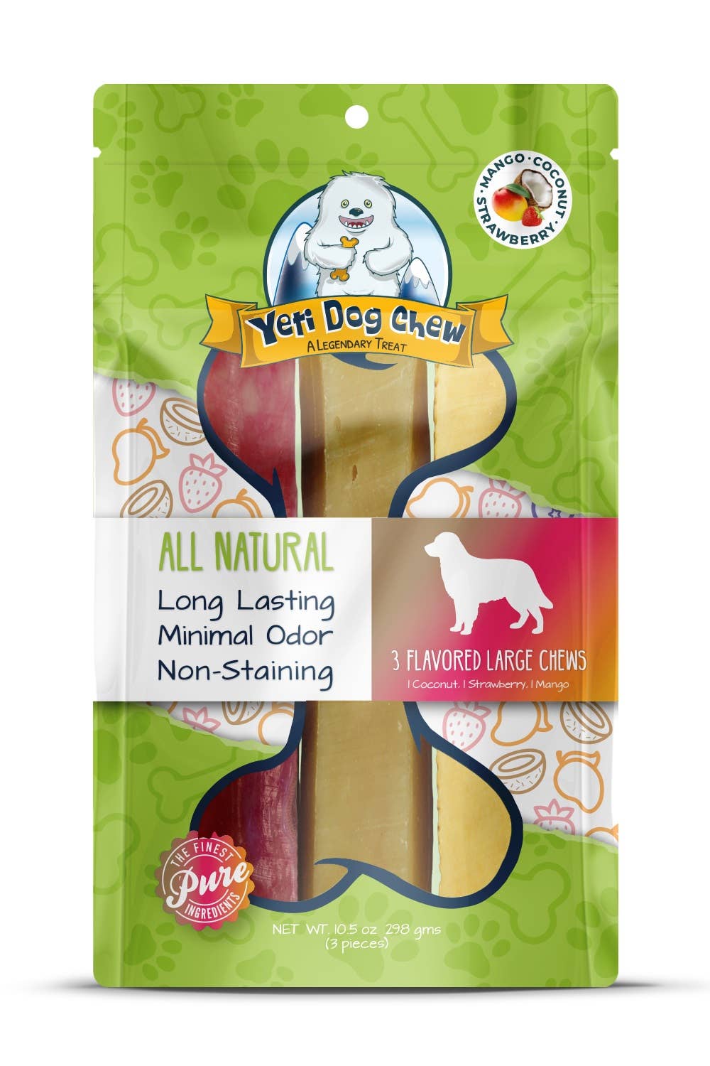 Yeti Dog Chews Coconut/Strawberry/Mango Large 3pk 10.5oz