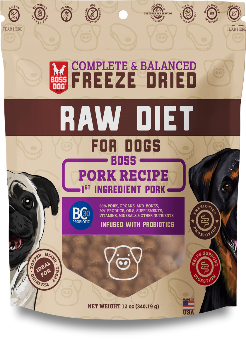 Boss Dog Freeze Dried Raw Diet - Pork (12oz)