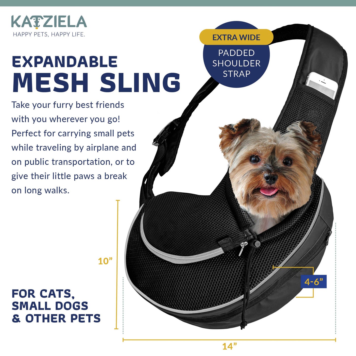 Pet Carrier Expandable Sling For Small Dogs And Cats