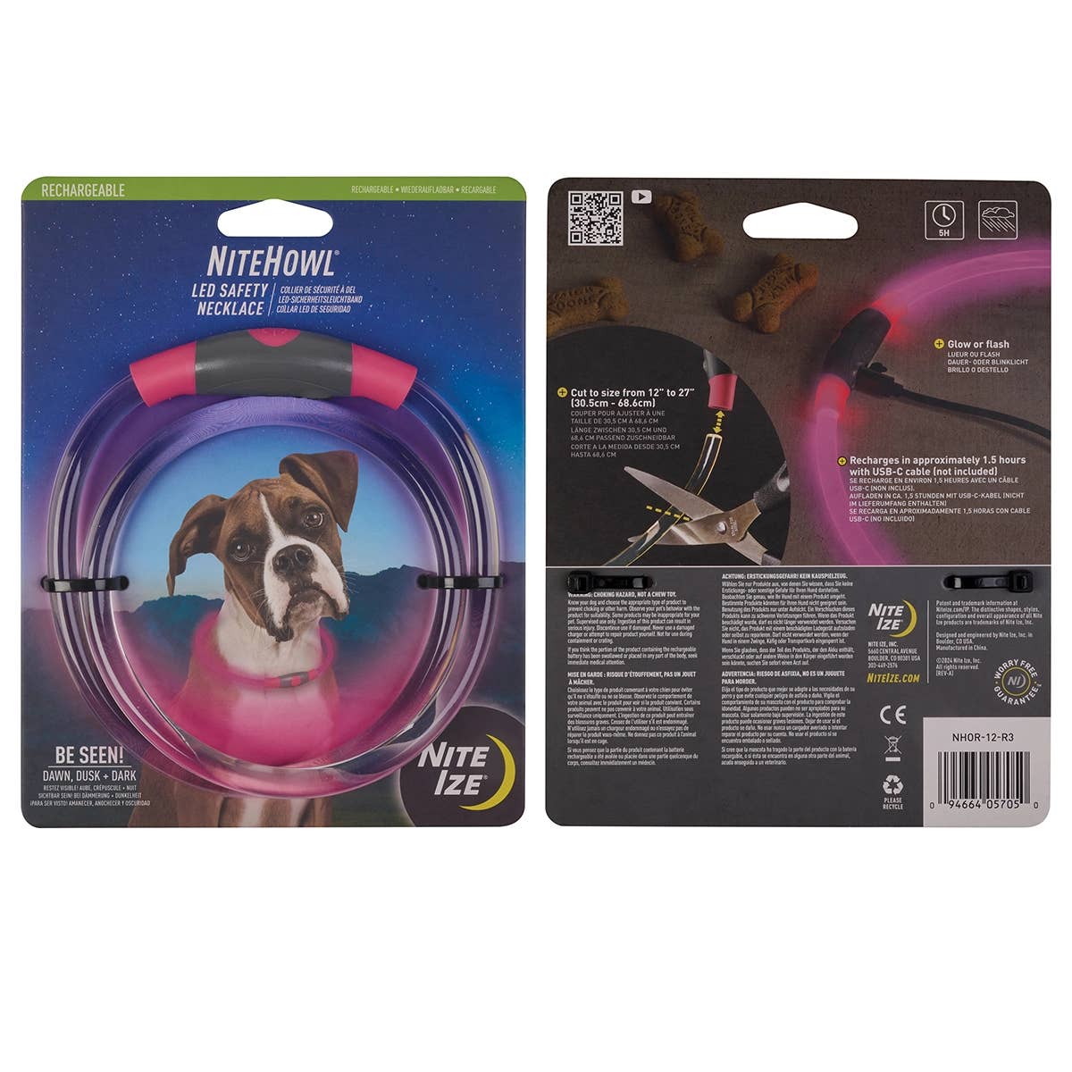 Nite Ize NiteHowl® Rechargeable LED Safety Necklace - Pink