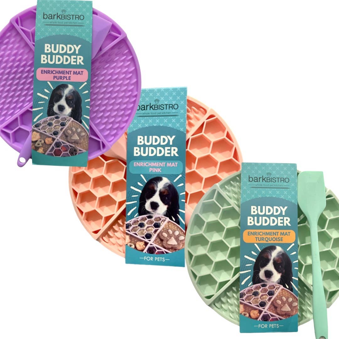 Bark Bistro - Turquoise  +  Pink Lickmats + Spatula. 1ct