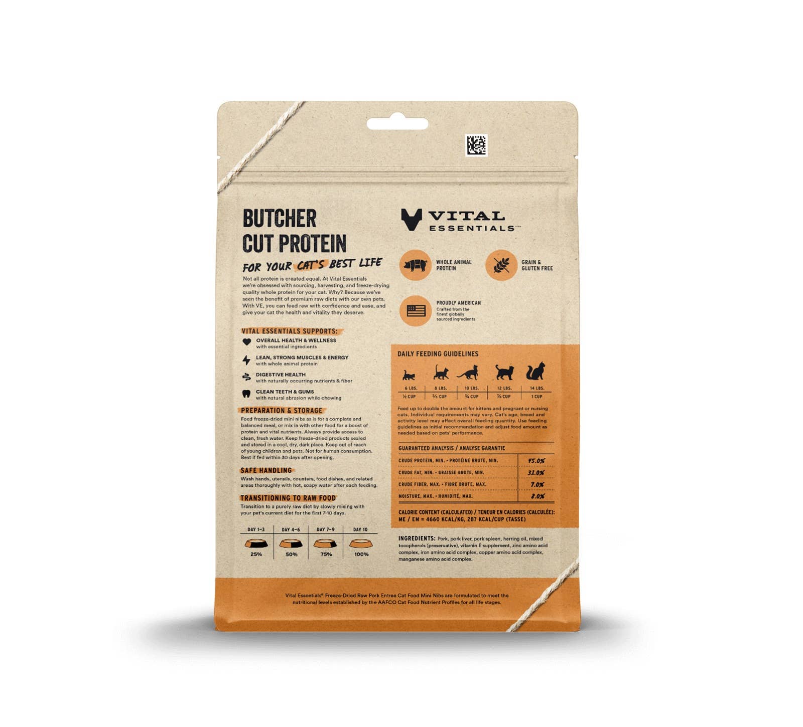 Vital Essentials Raw Pork FD Cat Food Mini Nibs 12 oz