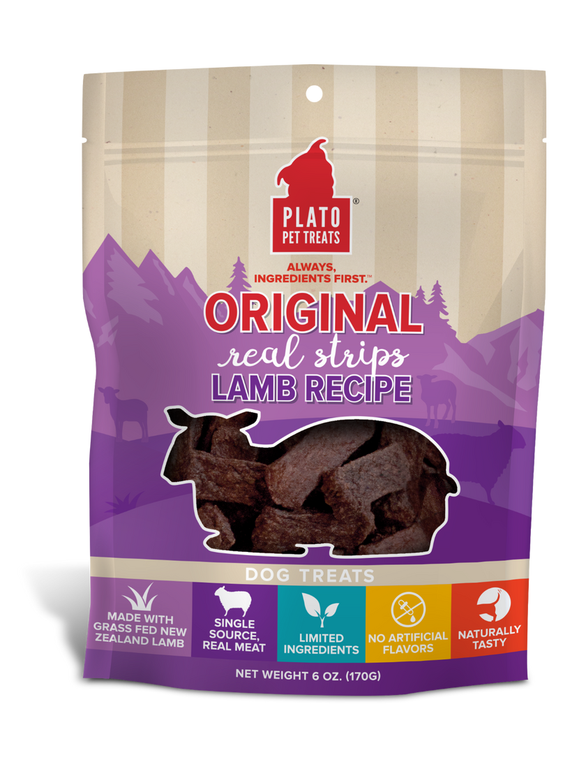 Plato Pet Treats Original Real Strips Lamb 6oz