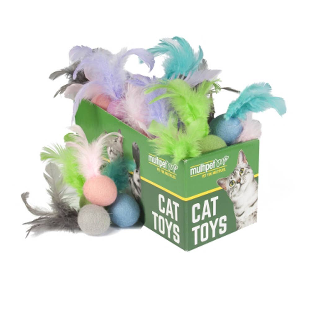 Multipet Felt Ball w/ Feathers Cat Toys 1pc