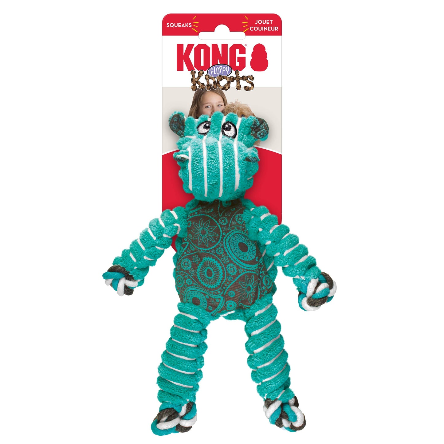 KONG® Floppy Knots Hippo Dog Rope Toy Small/Medium