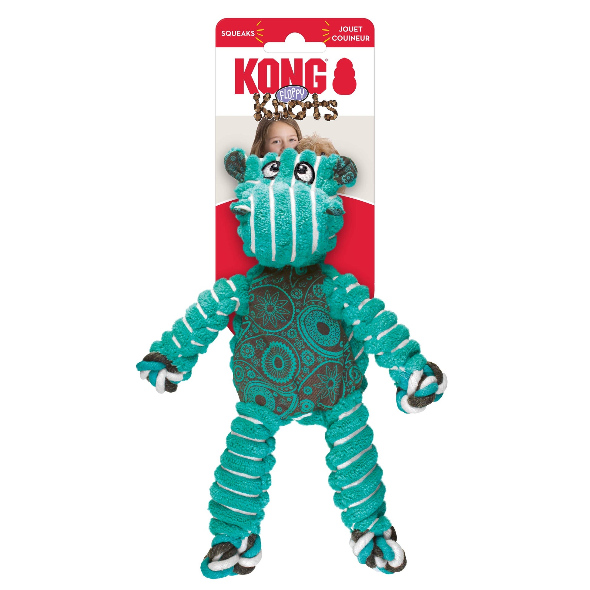 KONG® Floppy Knots Hippo Dog Rope Toy Small/Medium