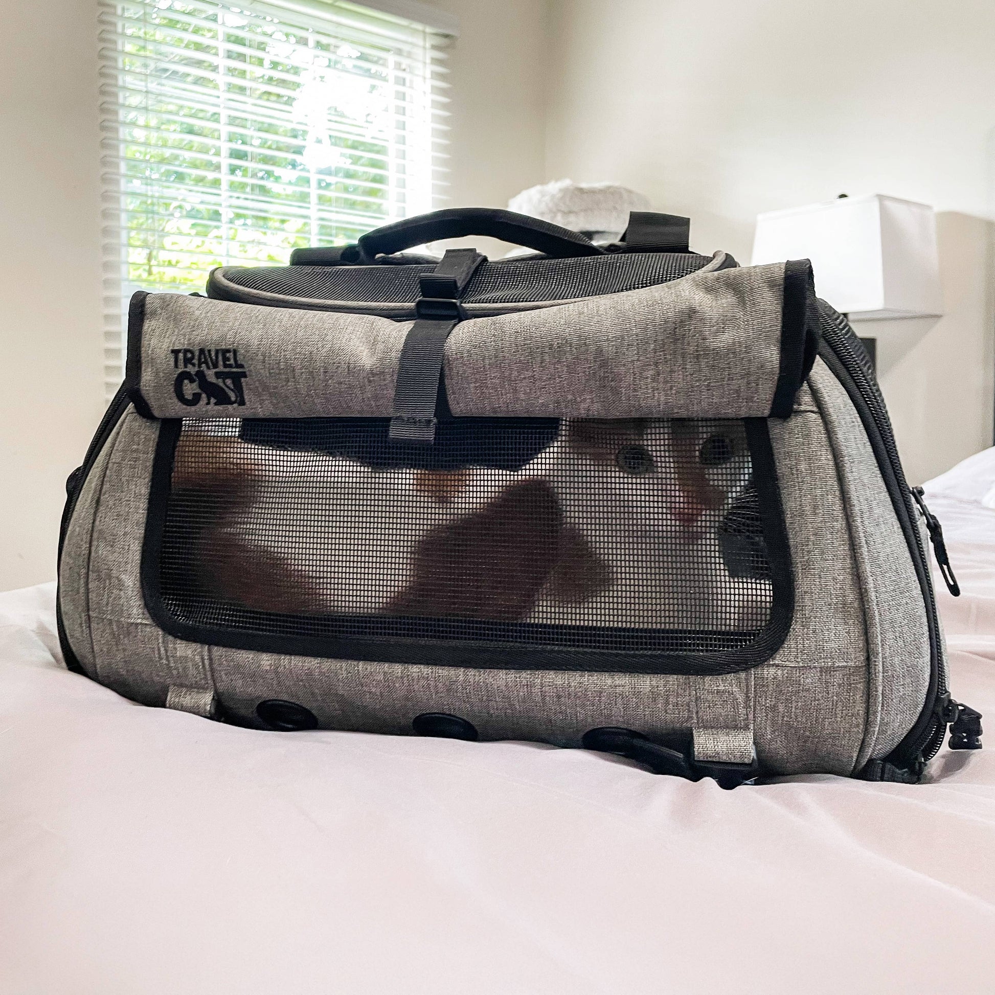 "The Transpurrter" Ultimate Calming Convertible Cat Carrier in Heather Grey
