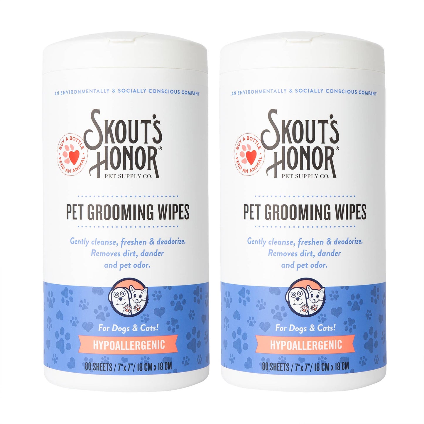 Skout's Honor Pet Grooming Wipes for Dogs & Cats 80ct