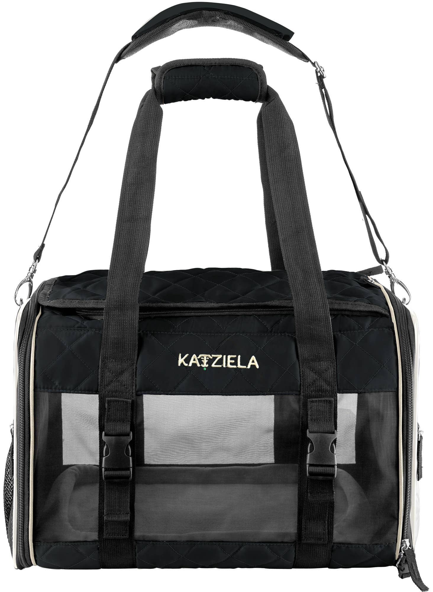 Airline Approved Quilited Companion Cat & Dog Carrier Black