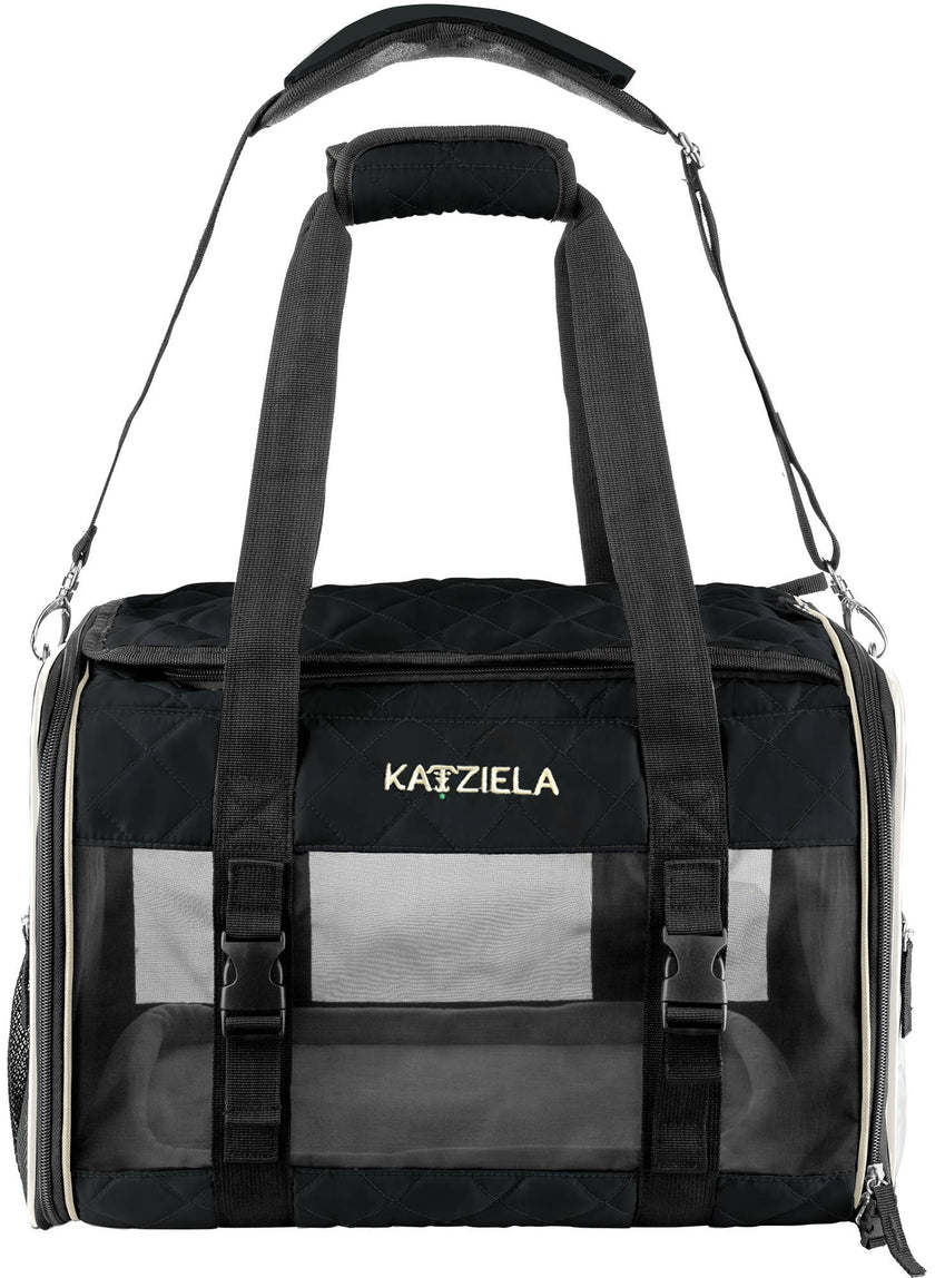 Airline Approved Quilited Companion Cat & Dog Carrier Black