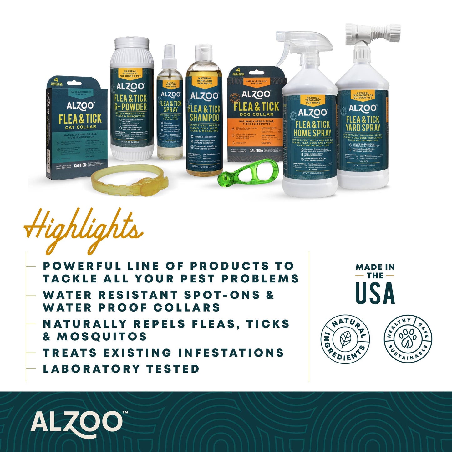 ALZOO Plant-Based Flea & Tick Collar for Dog, Large