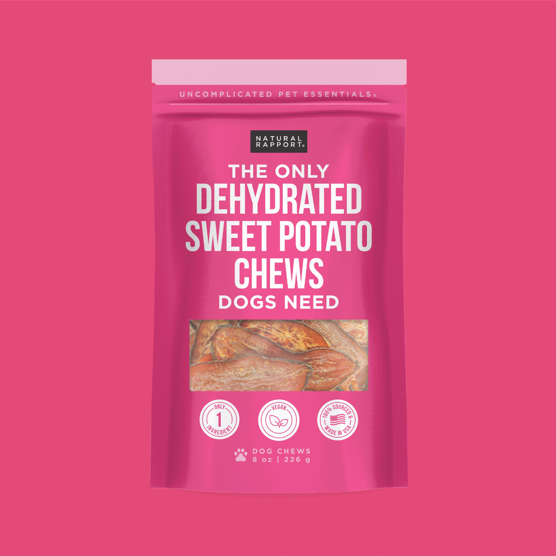 Natural Rapport - The Only Dehydrated Sweet Potato Chews Dogs Need