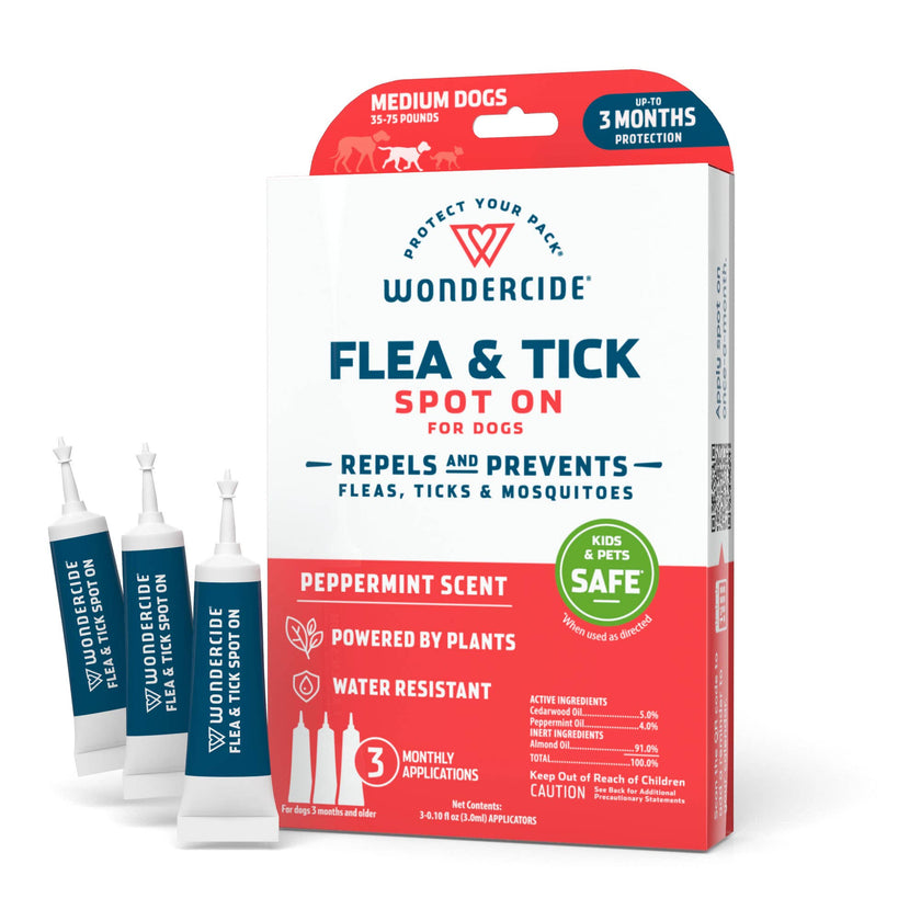 Wondercide Flea & Tick Spot On for Dogs-Medium-Peppermint for Medium Dogs between 35-75 Pounds