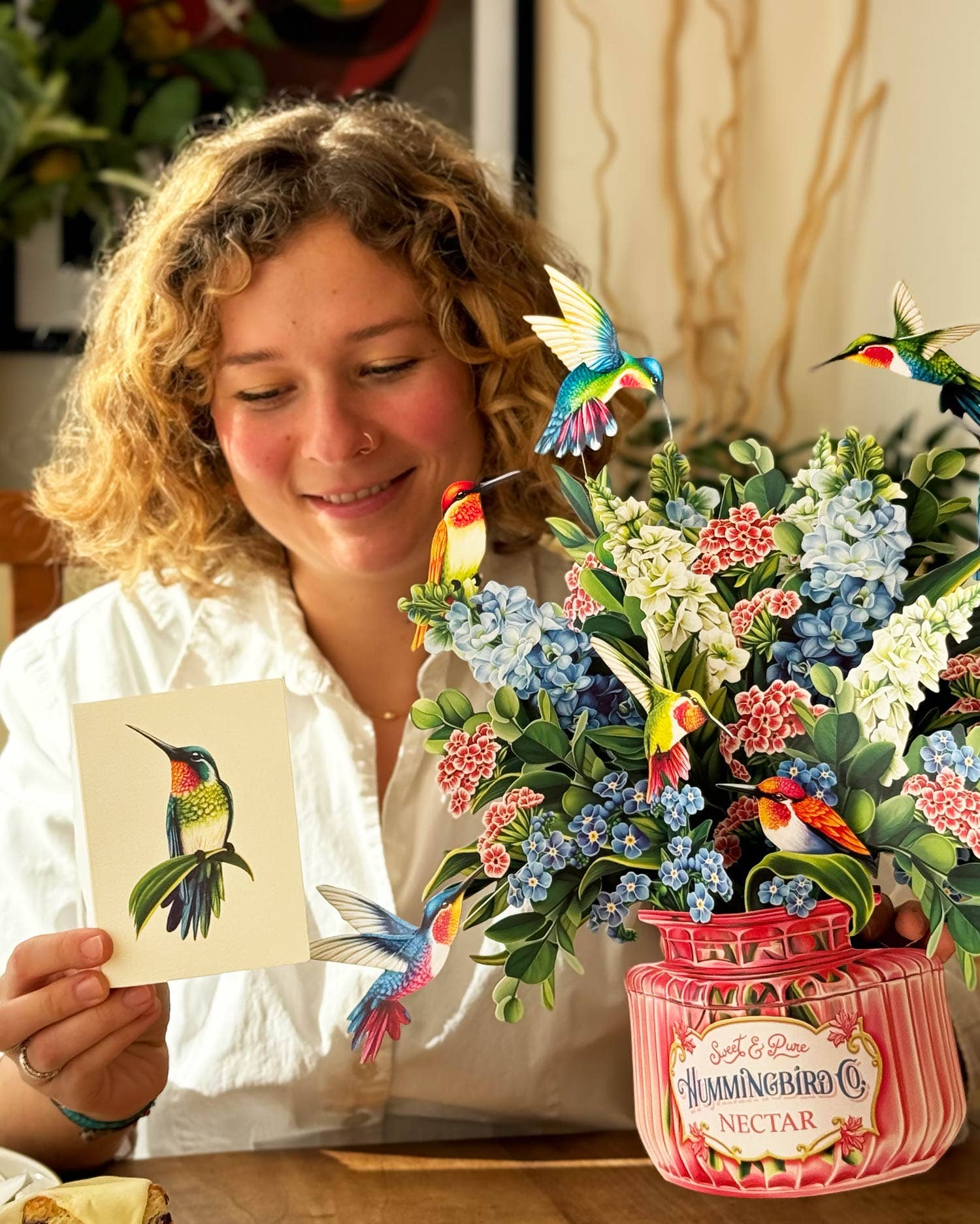 Hummingbird Oasis (1 Pop-up Greeting Card)