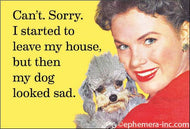 MAGNET: Can't. Sorry. I started to leave my house,