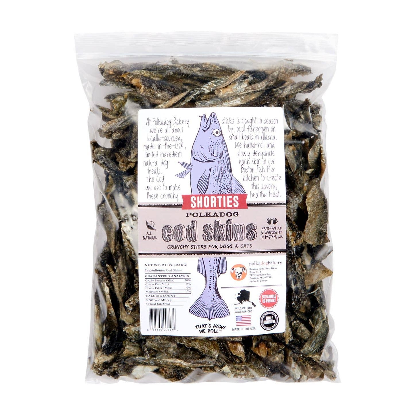 Polkadog Cod Skins Crunchy Dog and Cat Treats Bulk 5lb