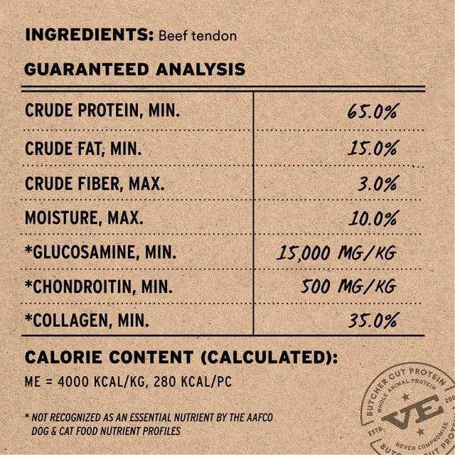 Vital Essentials RAW BAR Freeze-Dried Raw Beef Tendon Dog Treat, 1.76 oz