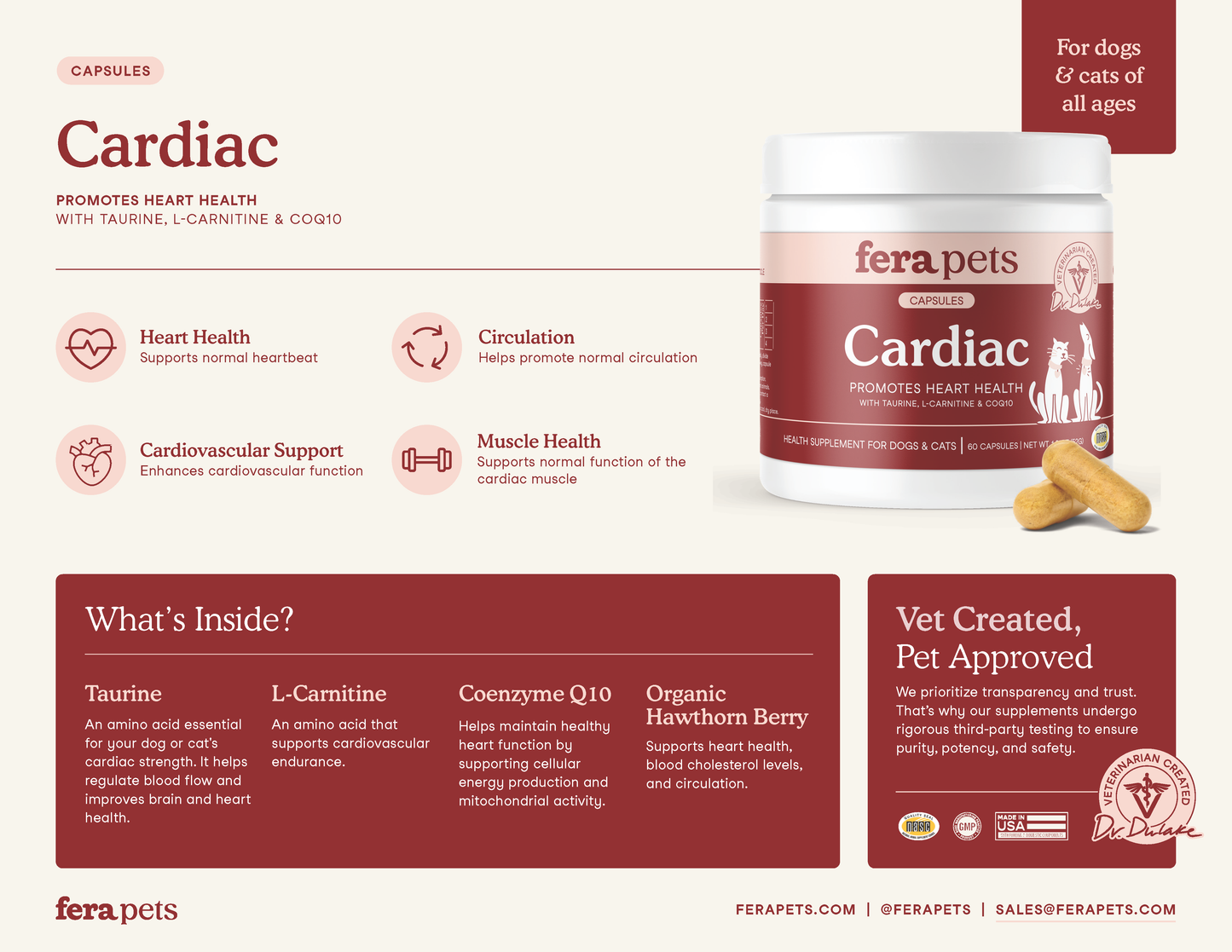 Cardiac Support for Dogs and Cats Pet Supplement