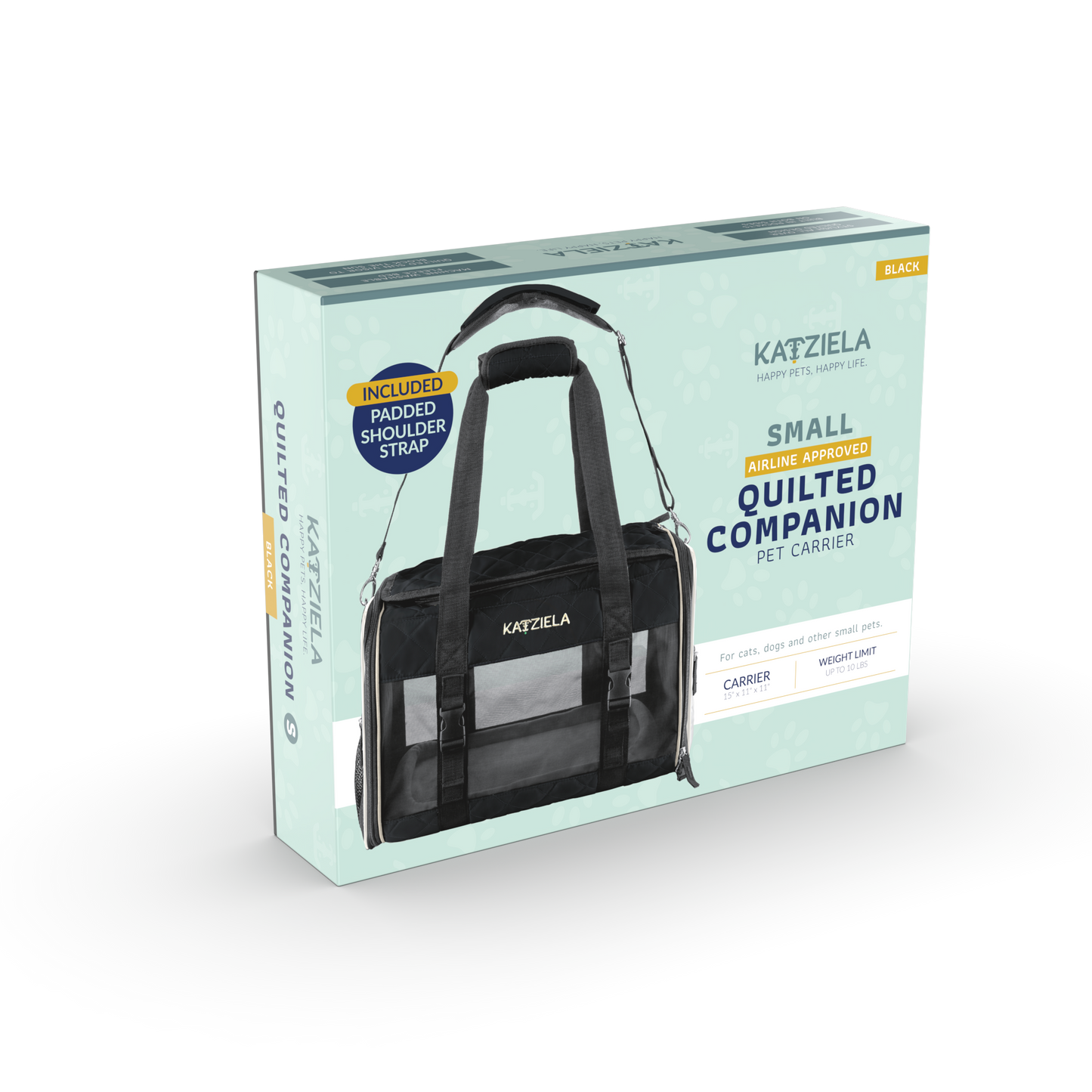 Airline Approved Quilited Companion Cat & Dog Carrier Black
