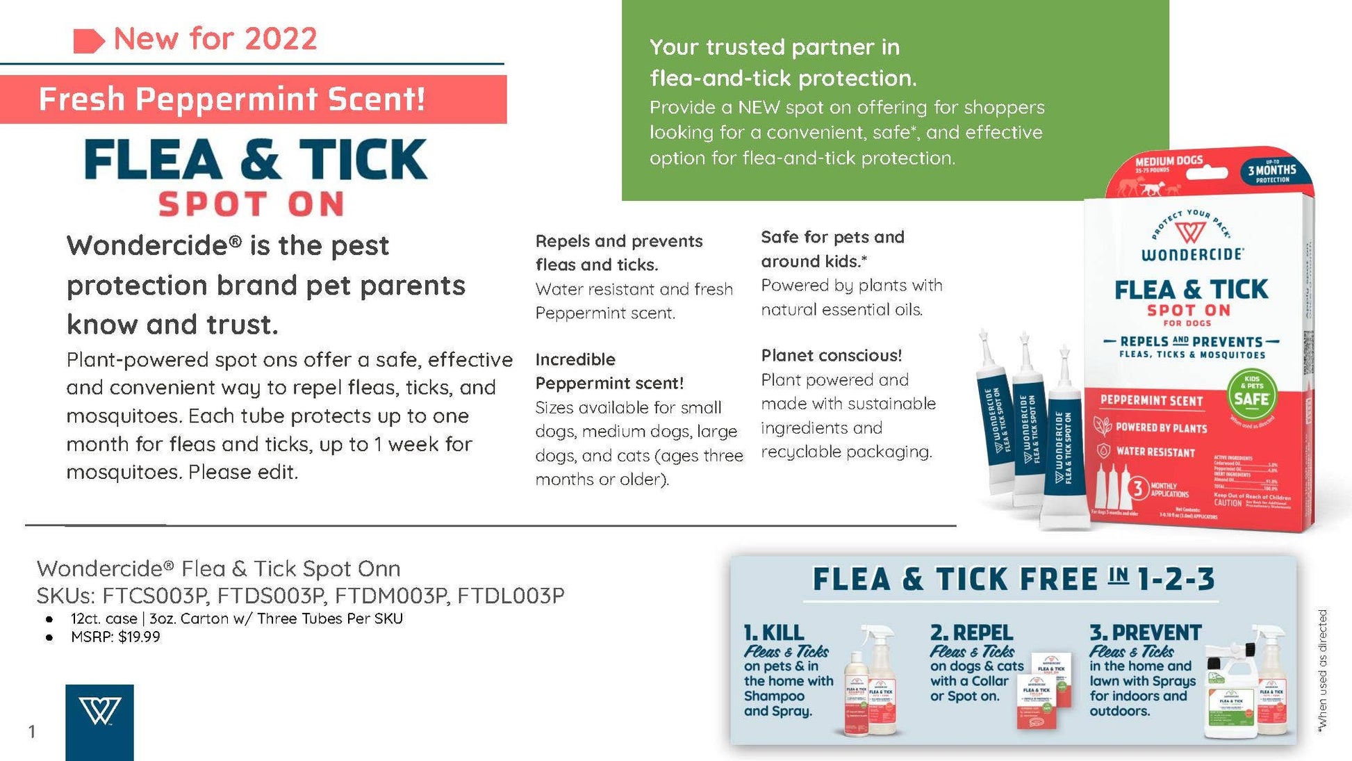 Wondercide Flea & Tick Spot On for Cats - Peppermint
