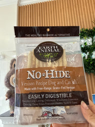 Earth Animal No-Hide Stix Long Lasting Natural Rawhide Alternative Vension Recipe Chew Dog & Cat Treat Sticks, 10 count