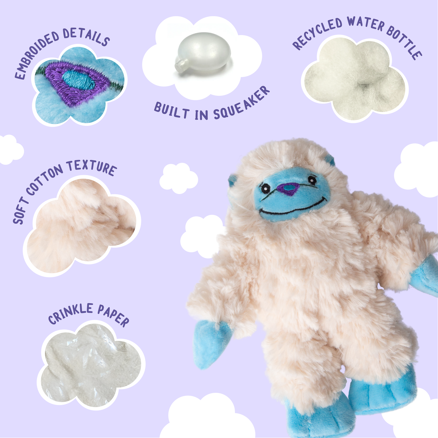 SnugArooz Young Yeti Plush Dog Toy 7"