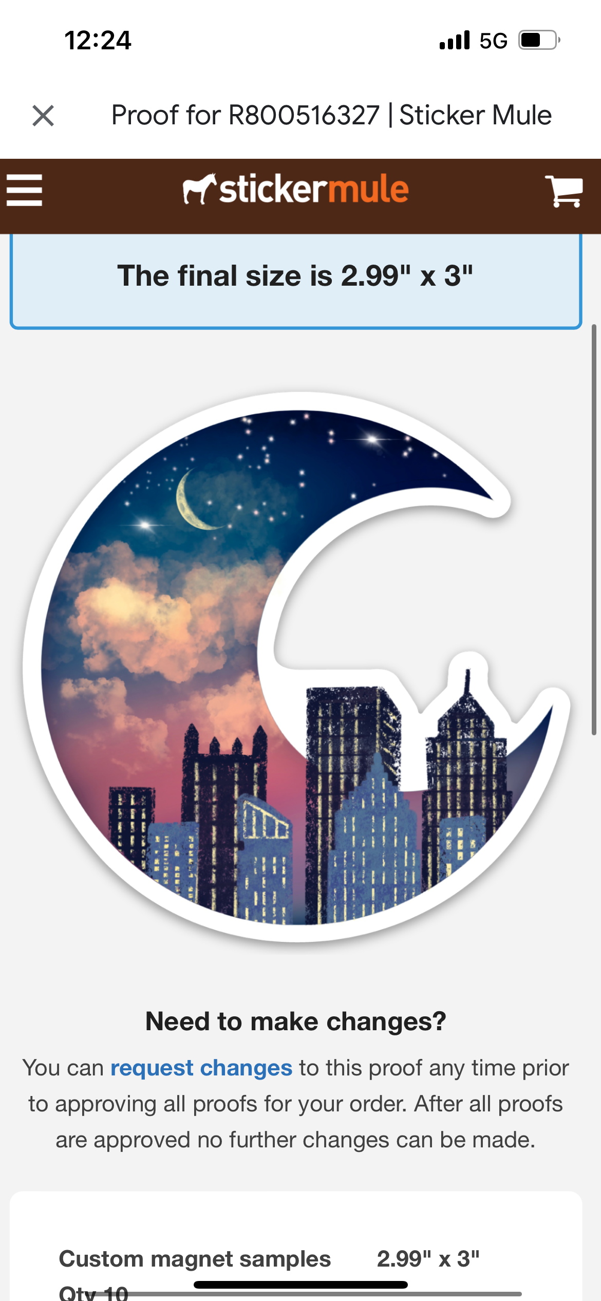 Waterproof Vinyl Dreamy Moon Pittsburgh Skyline Magnet