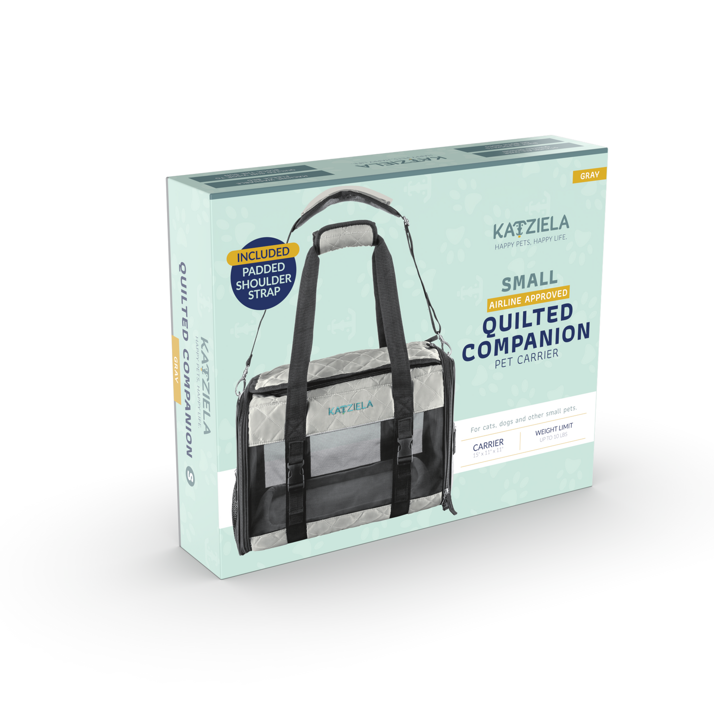 Airline Approved Quilited Companion Cat & Dog Carrier Gray