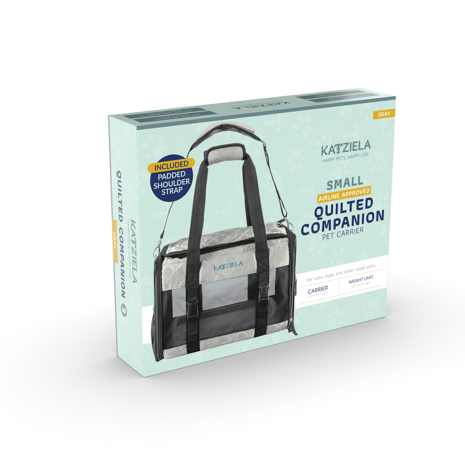 Airline Approved Quilited Companion Cat & Dog Carrier Gray