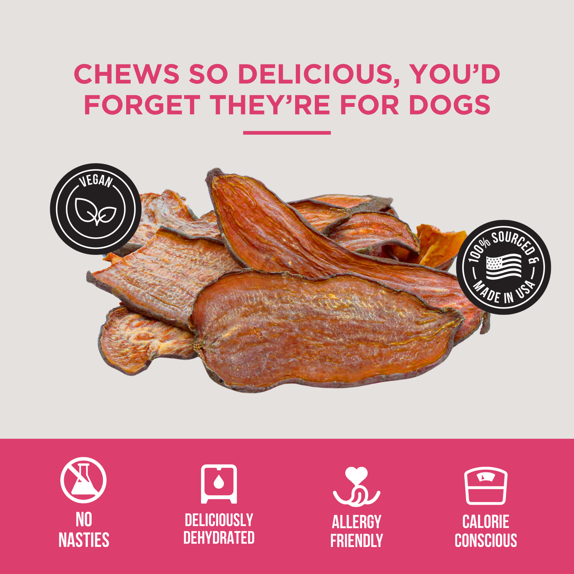 Natural Rapport - The Only Dehydrated Sweet Potato Chews Dogs Need