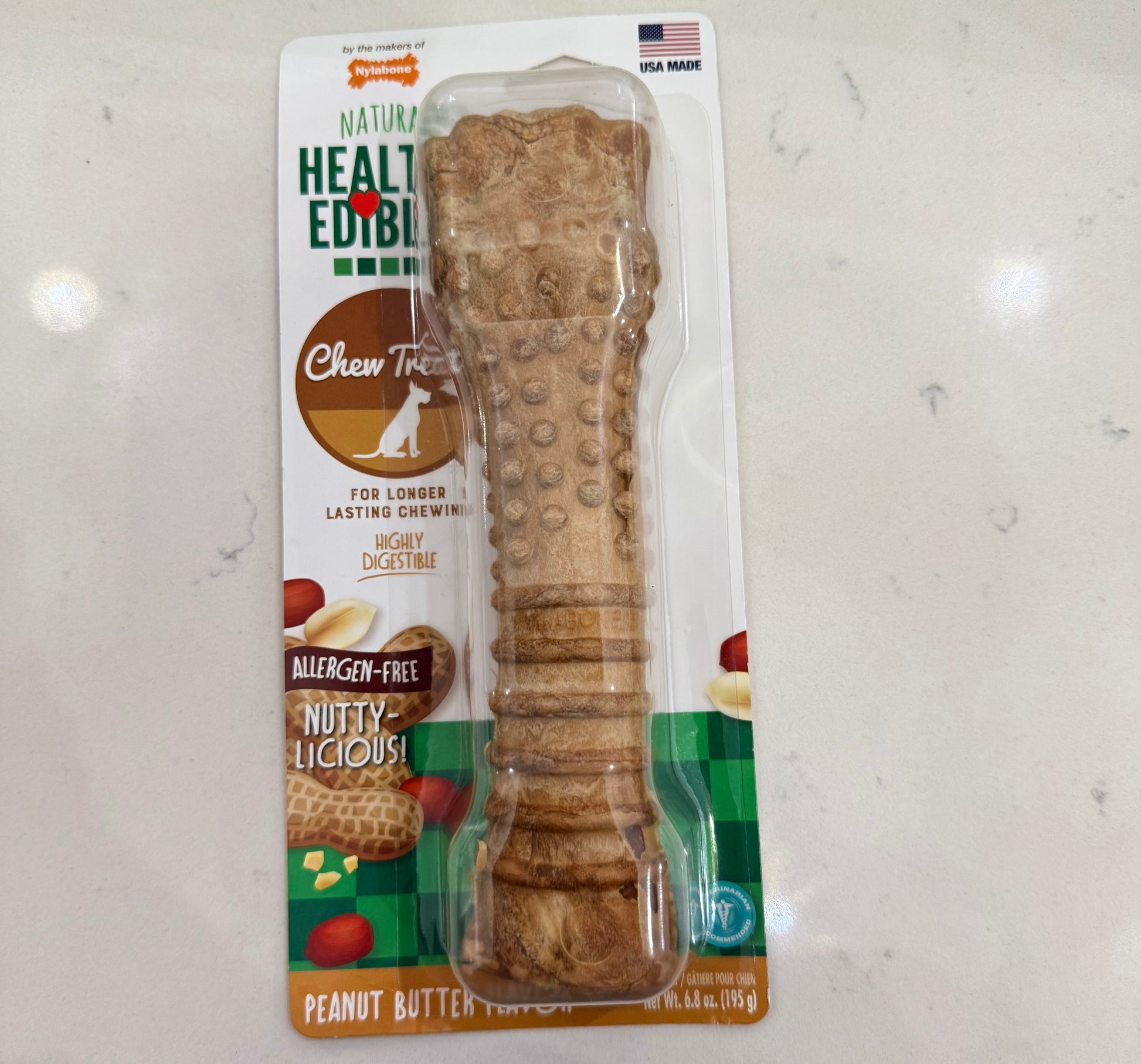 Nylabone X-Large Healthy Edibles All-Natural Long Lasting Allergen-Free Peanut Butter Flavor Chew Treats