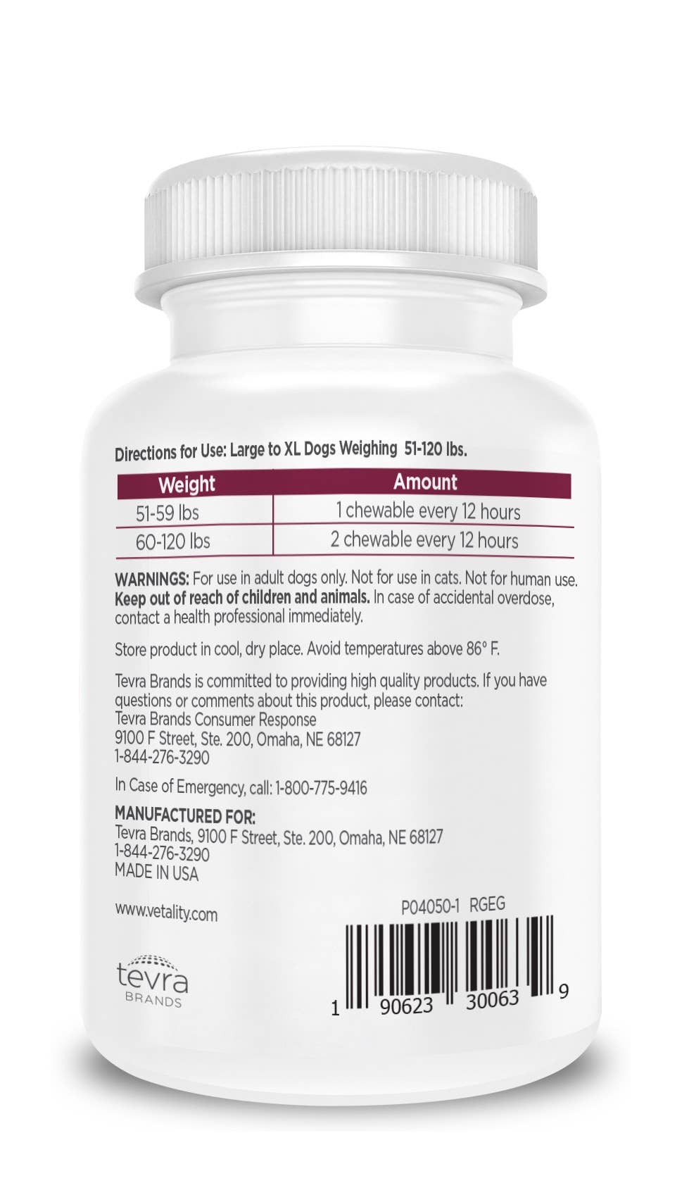 Vetality Canine Aspirin for Larger-XL Dogs 51-120 lbs 120ct