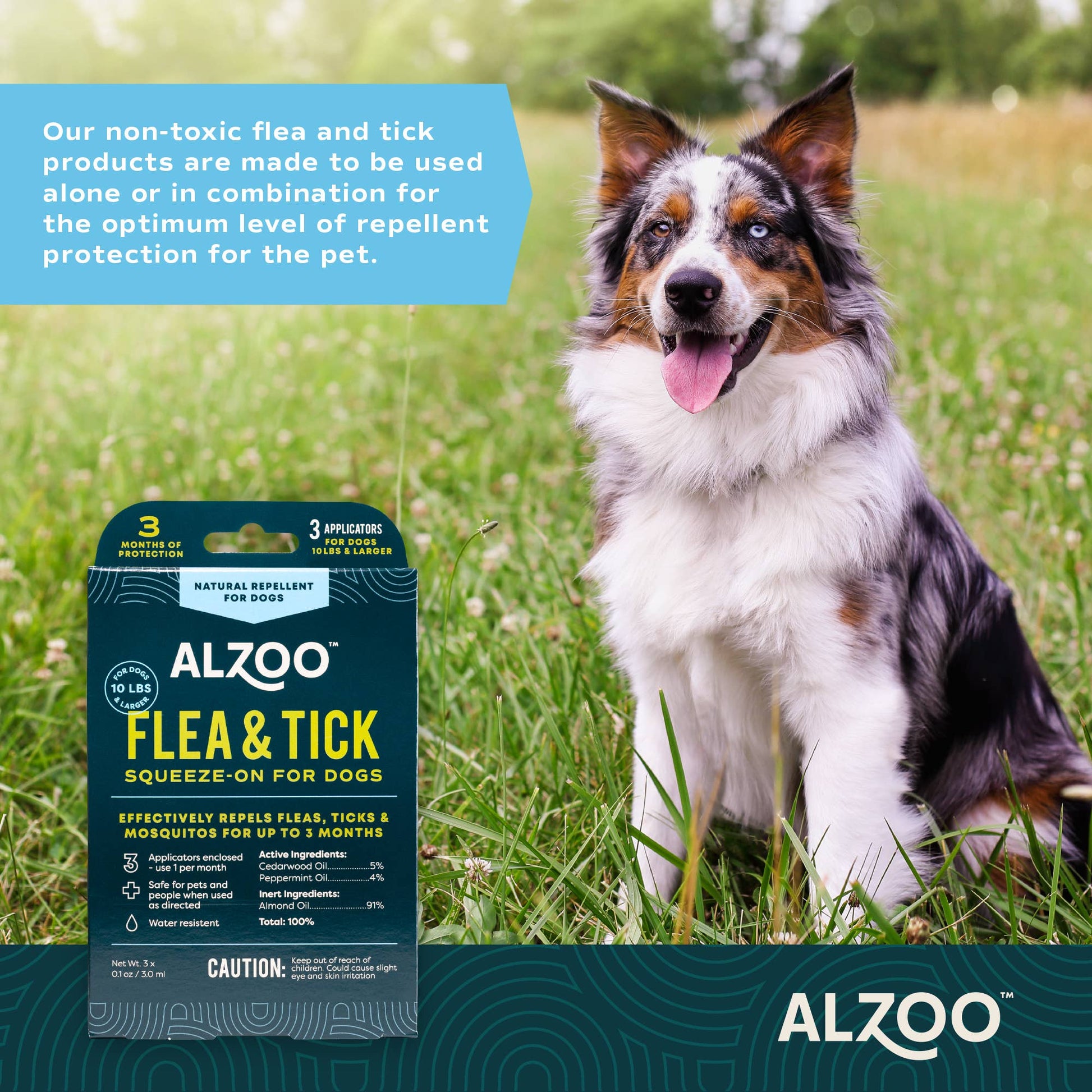 ALZOO Plant-Based Flea & Tick Repellent Squeeze-On for Dogs