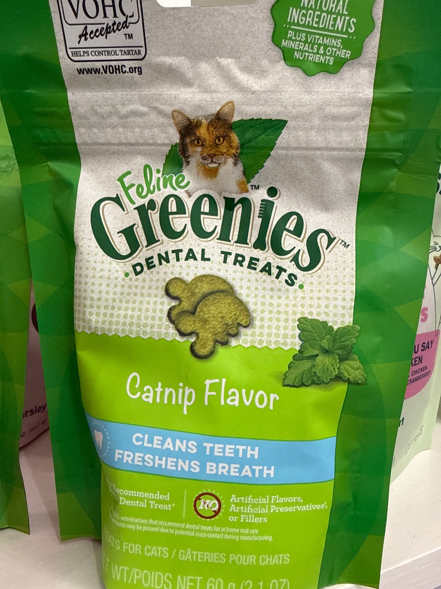 Greenies Feline Catnip Flavor Adult Natural Dental Cat Treats, 2.1-oz bag