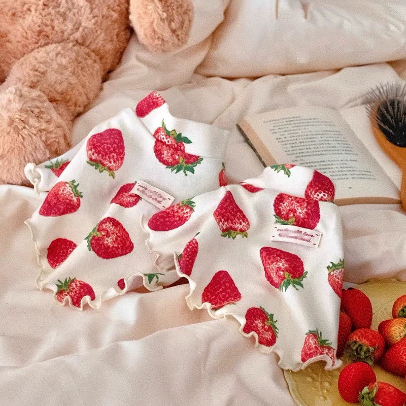 Strawberry Print Pajamas, White